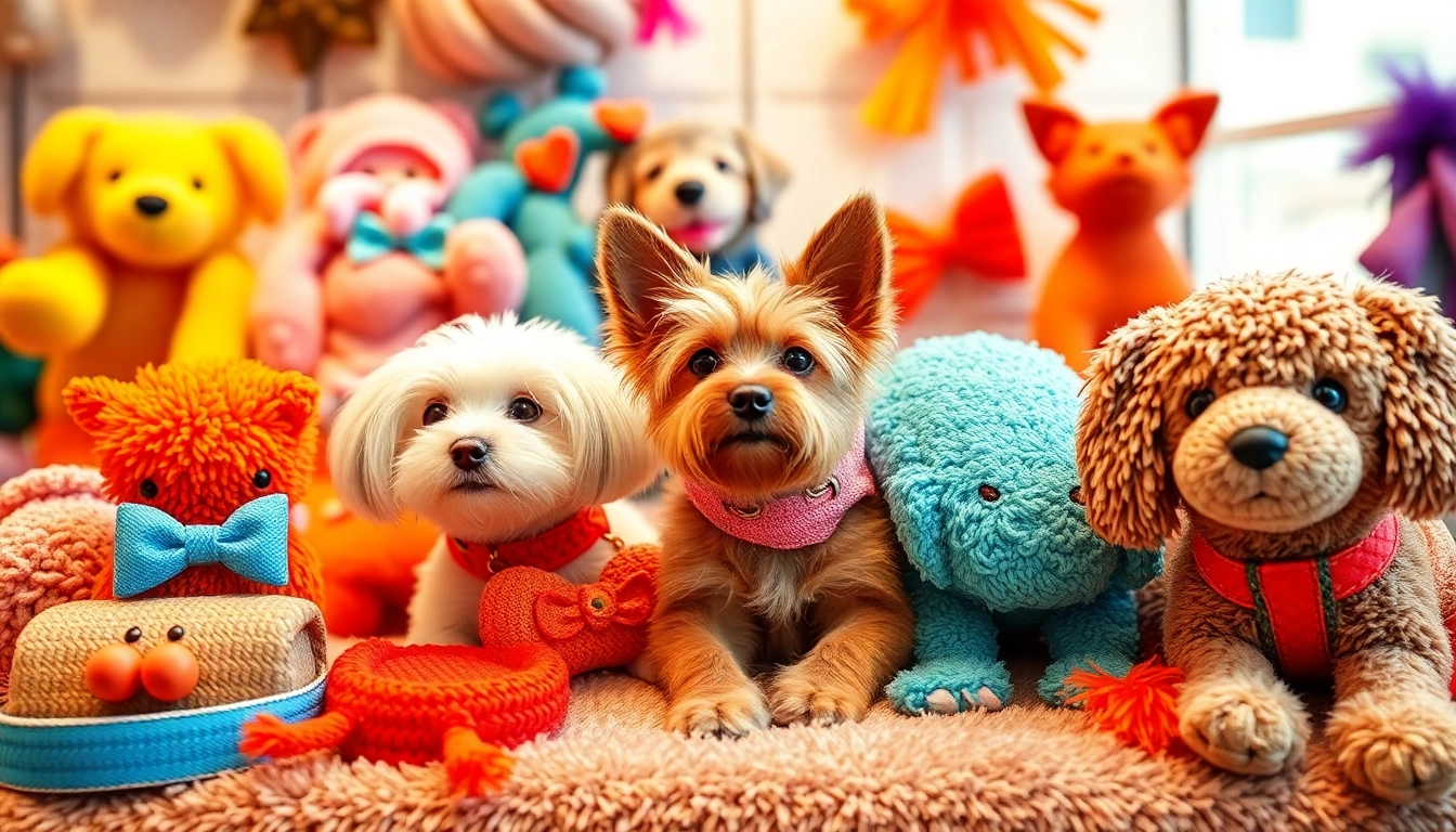 Showcase of vibrant pet accessories that enhance pets' playtime and style.