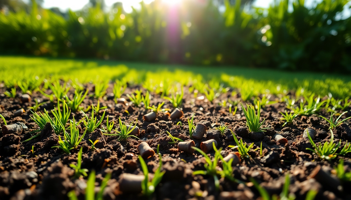 Core aeration process showcasing freshly removed soil plugs on a vibrant lawn, illustrating lawn health improvement.