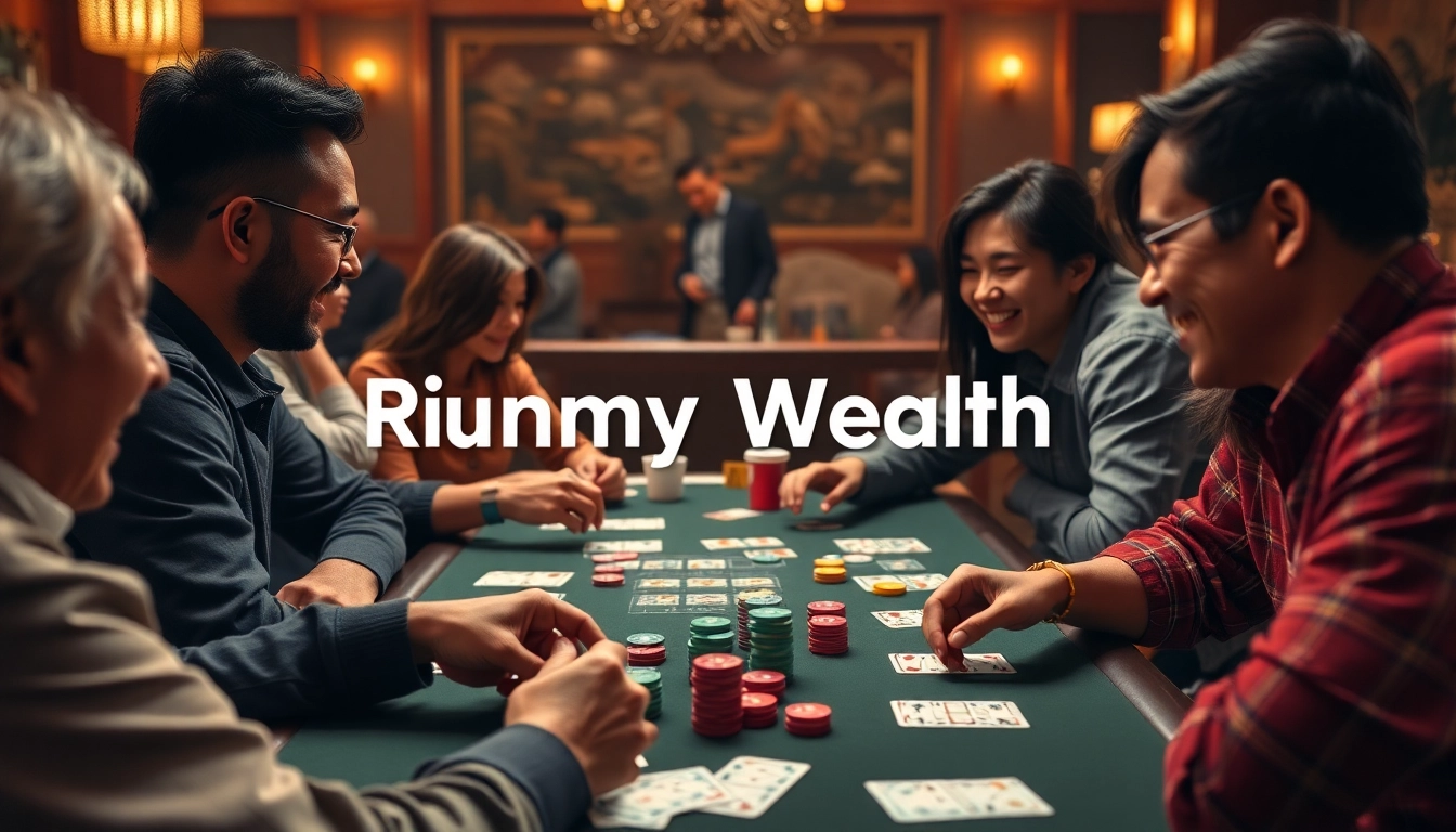 Players enjoy a thrilling game of Rummy Wealth, showcasing vibrant cards and chips in action.