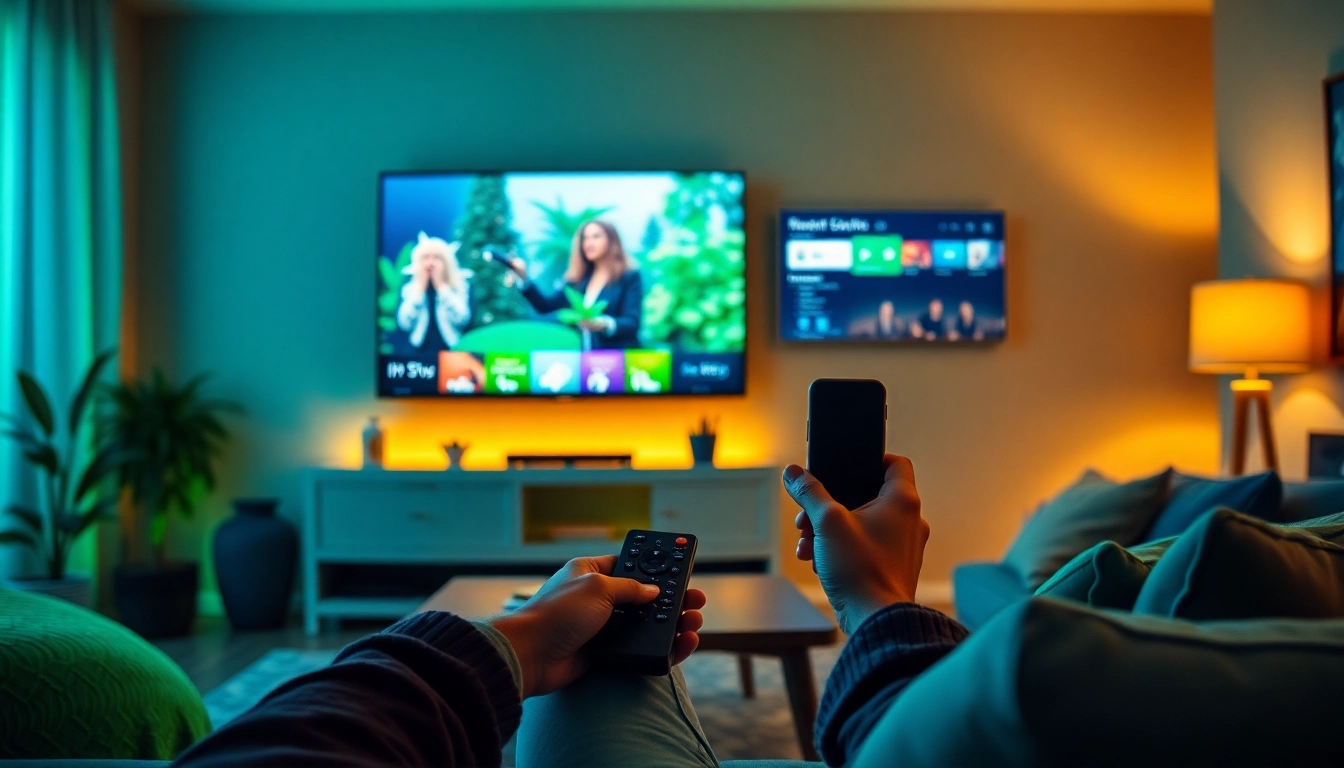 Enjoy selecting your abonnement iptv options in a cozy living room with modern devices and warm lighting.