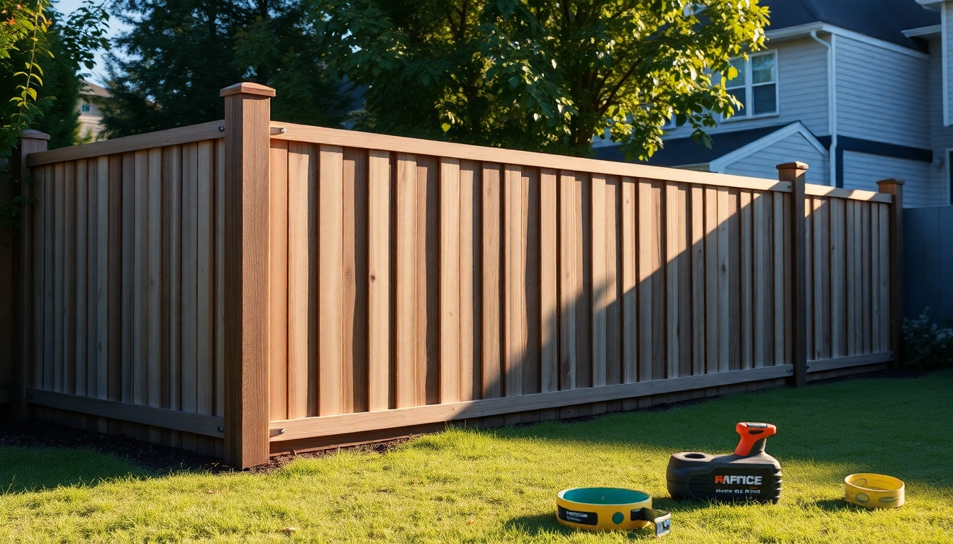 Enhance your space with expert fencing Manchester services - a professional wooden fence installation project.