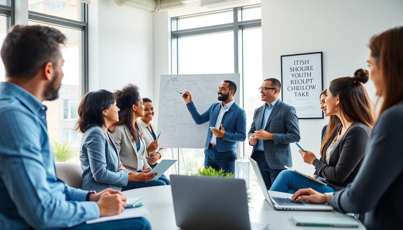 Business coaching service fosters innovation and collaboration in a vibrant group setting.