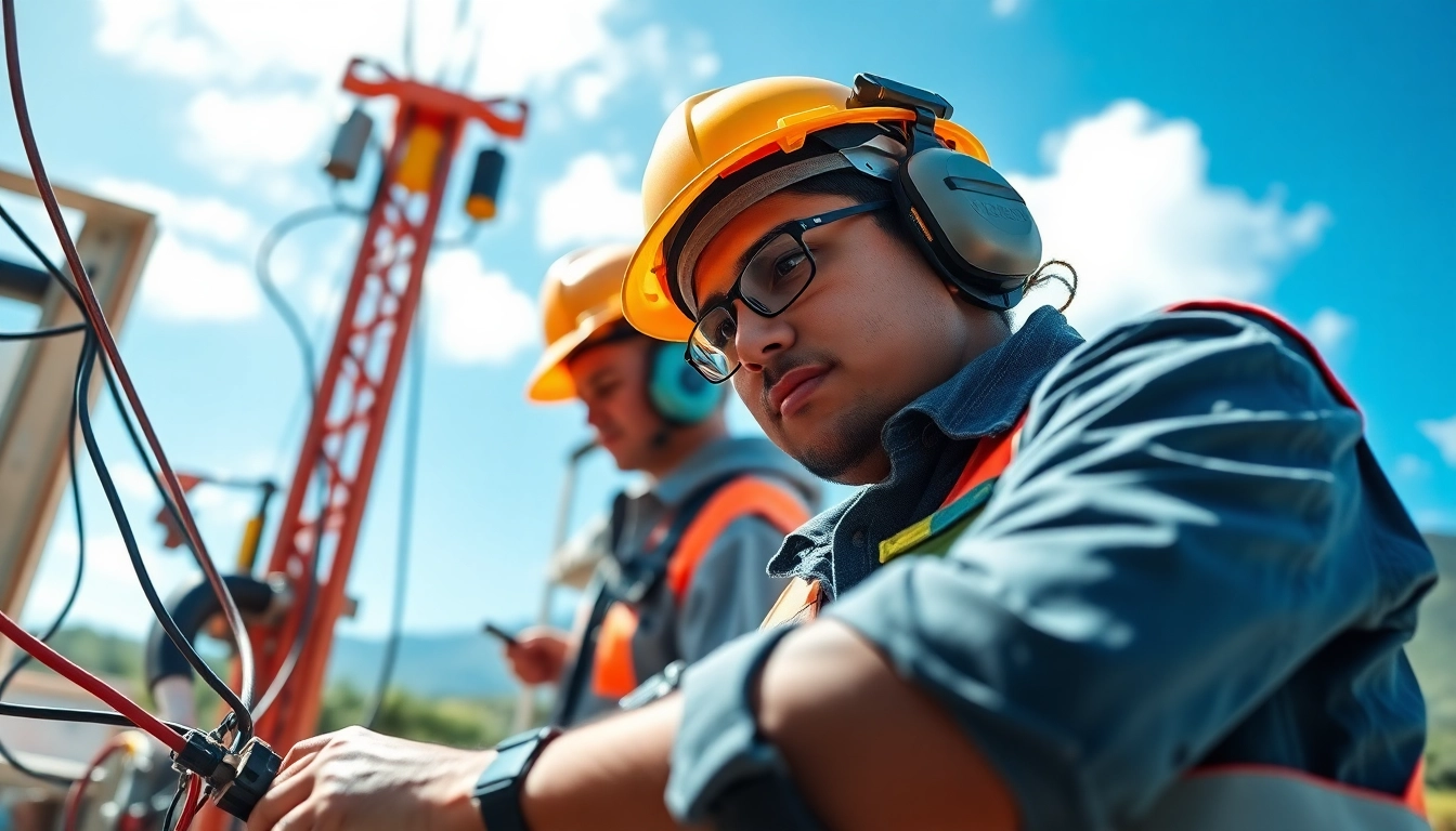 Electrician apprenticeship Hawaii: A dedicated apprentice learning wiring on a sunny construction site.