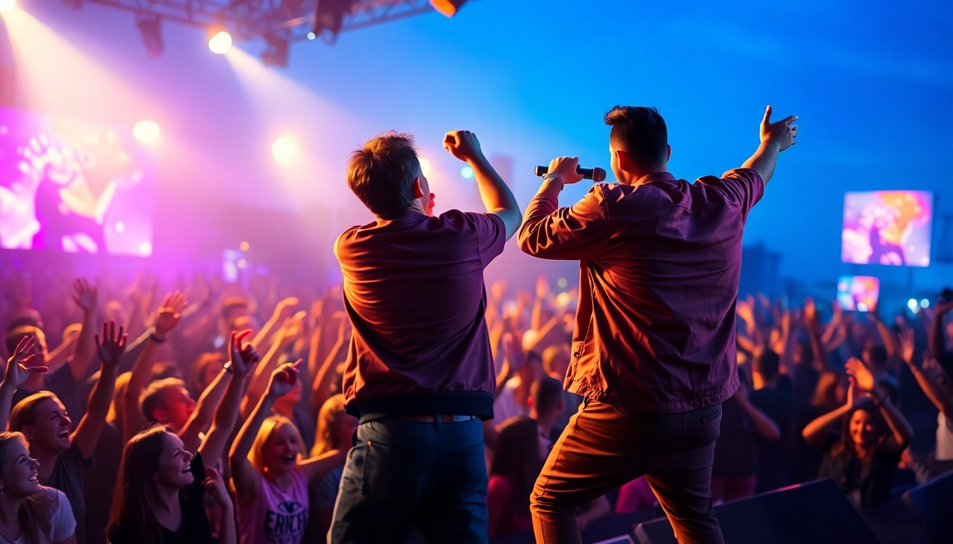 Engage with BigMay202 songs showcased in a vibrant outdoor concert scene.