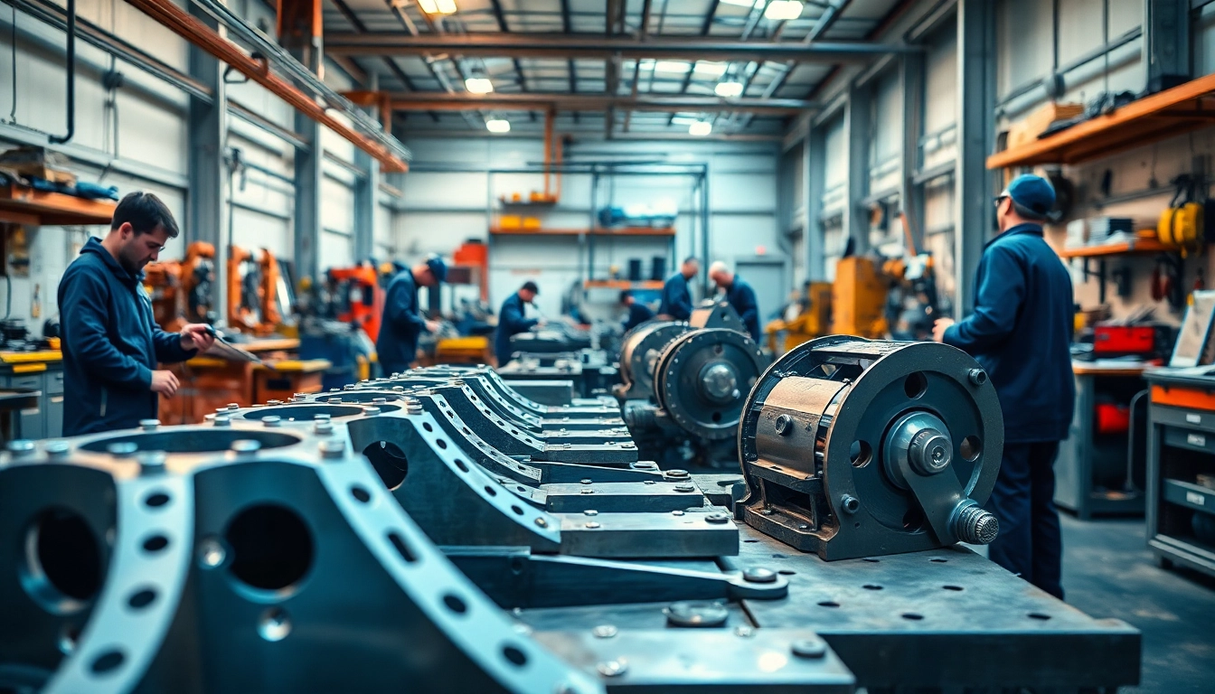 Industrial fabrication Edmonton showcasing metal assembly in a vibrant workshop with skilled workers.