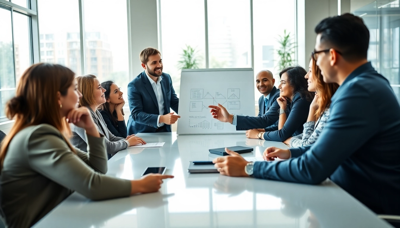 Engaging business coaching service session showcasing collaboration and professional growth.