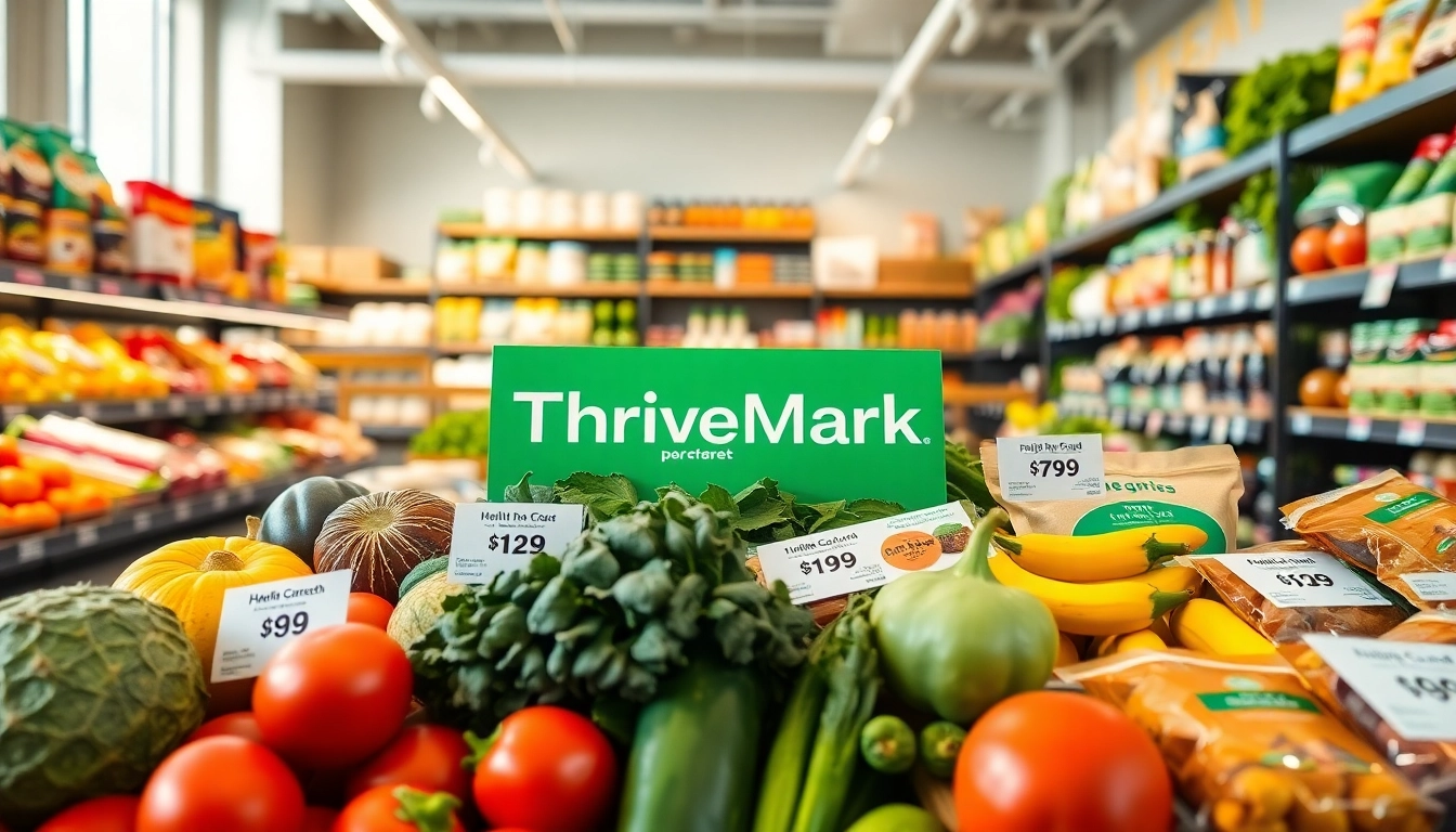 Highlight the Thrive Market food prices with vibrant displays of organic products.
