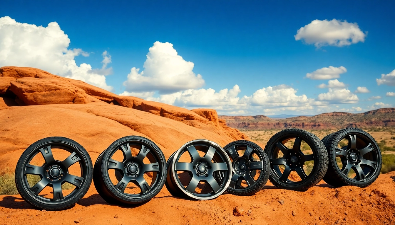 Showcasing off road wheels on rugged terrain, highlighting their bold designs and adventure-ready features.