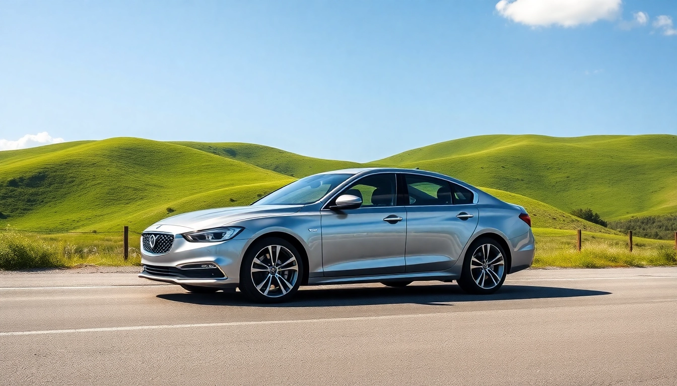 Admiring the perfect car on an open road, showcasing its sleek design and vibrant surroundings.