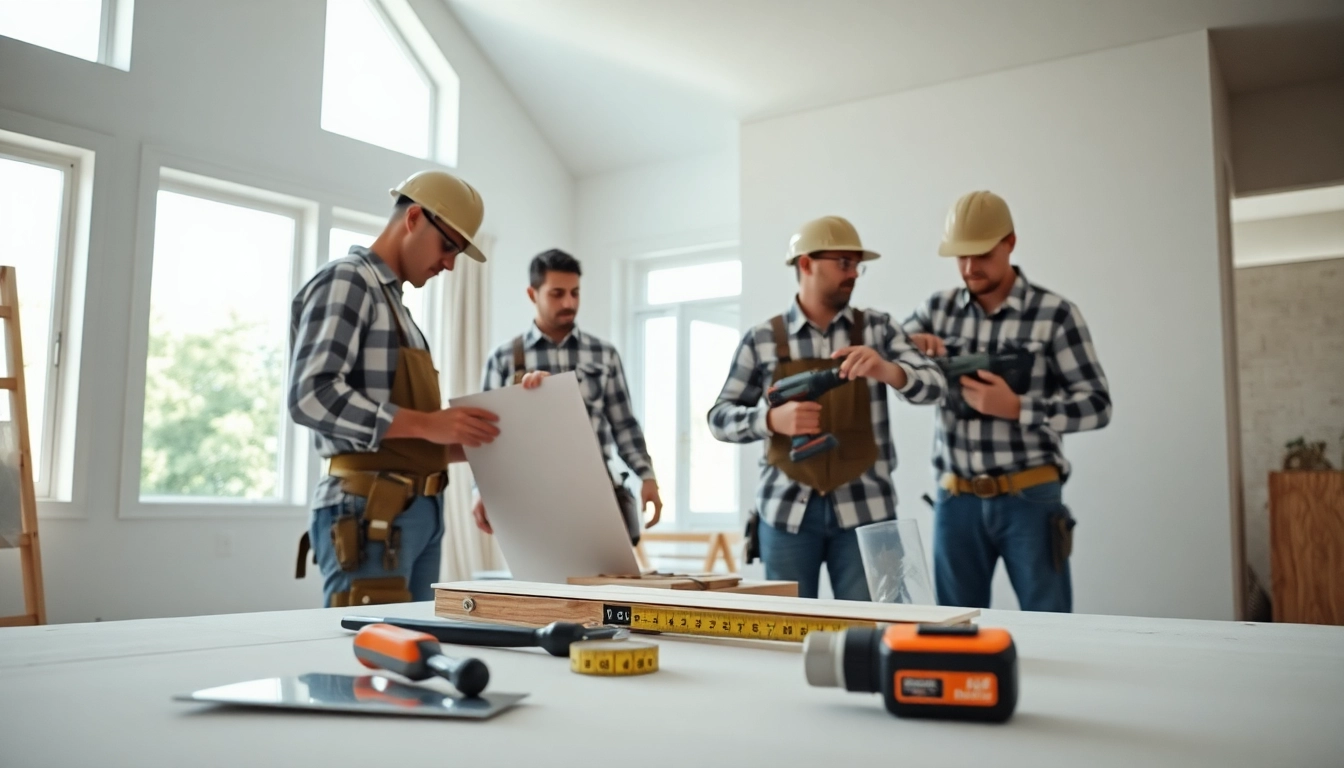 Skilled drywall contractors expertly installing drywall in a modern home.