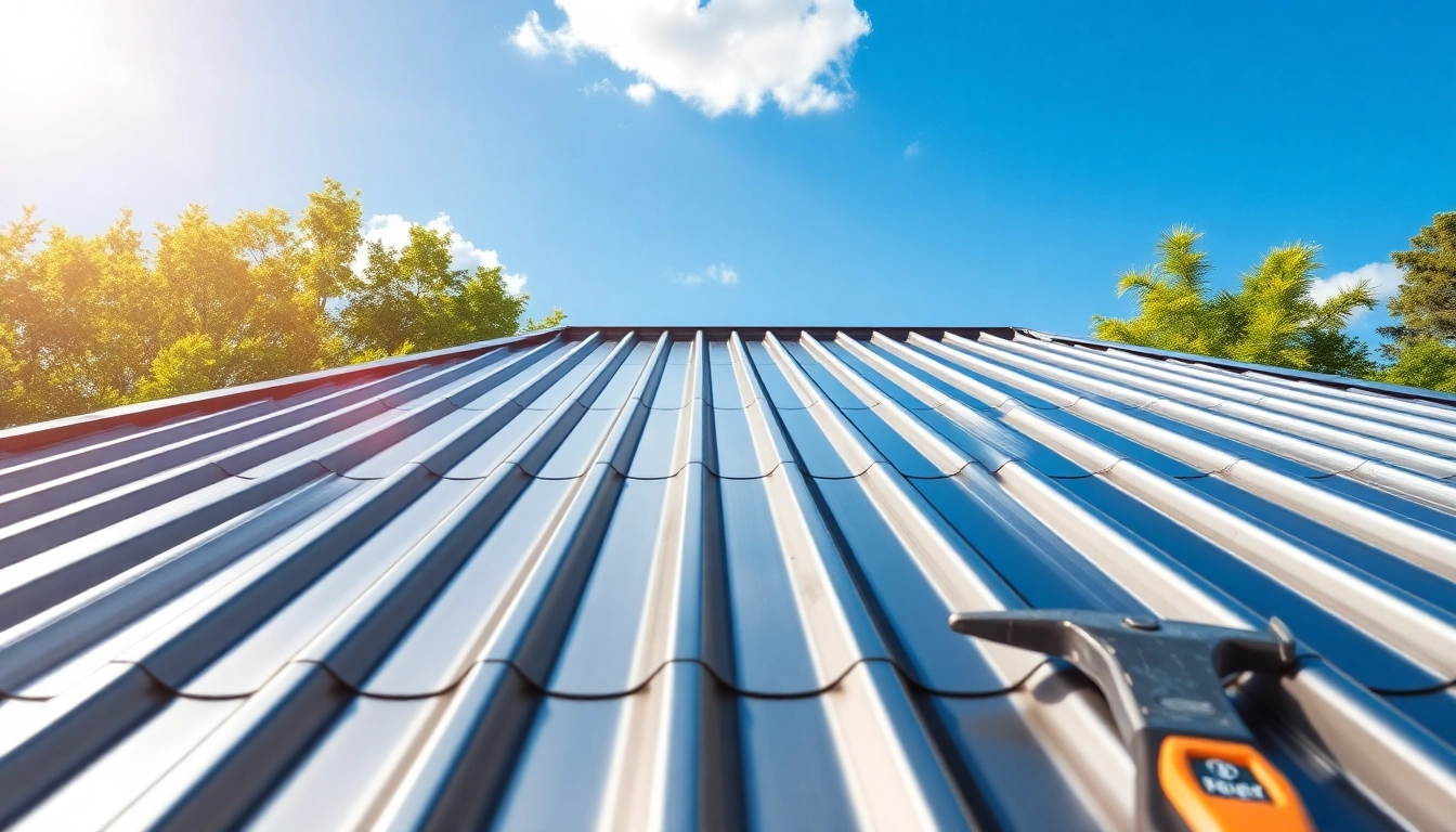 Showcasing florida metal roofing installation on a sunny residential home with vibrant background