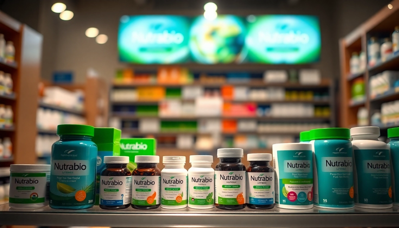 Nutrabio supplements displayed attractively, showcasing healthy lifestyle choices.