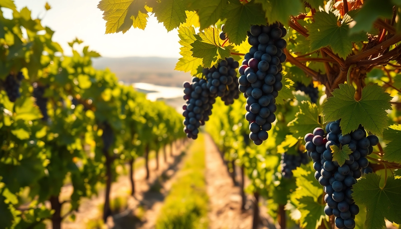 Visit Clarksburg's vibrant vineyards showcasing ripe grapes under warm sunlight.