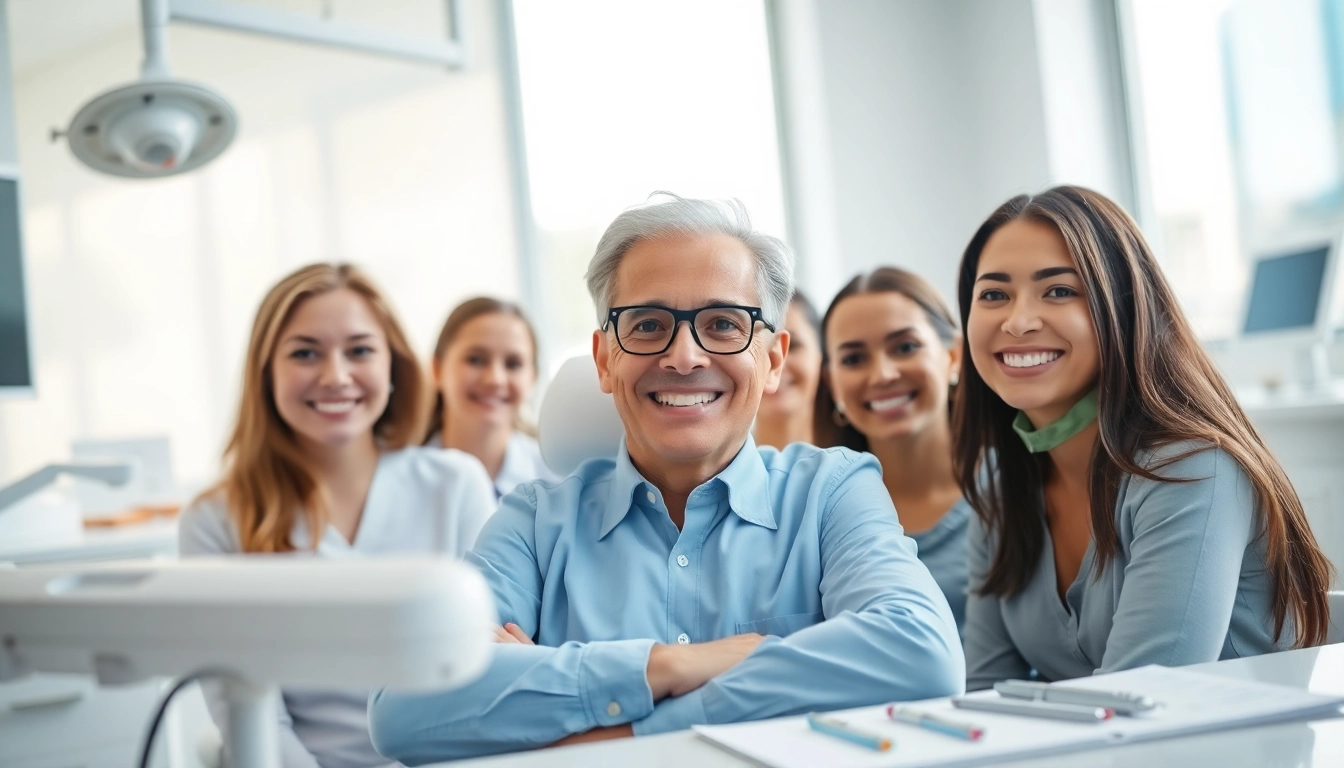 Orthodontist near by me interacting with patients in a bright, modern clinic.