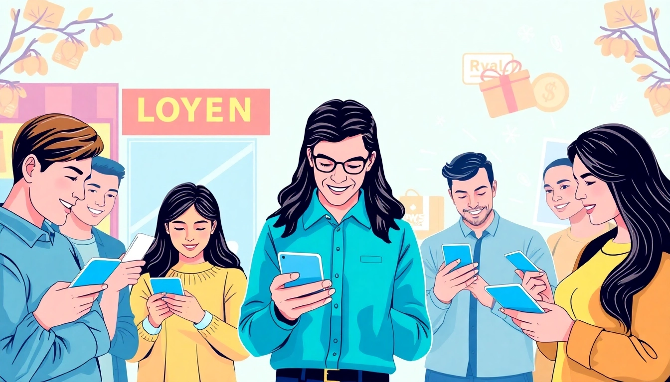 Loyalty Plans illustration showcasing diverse customers engaging with unique loyalty programs.