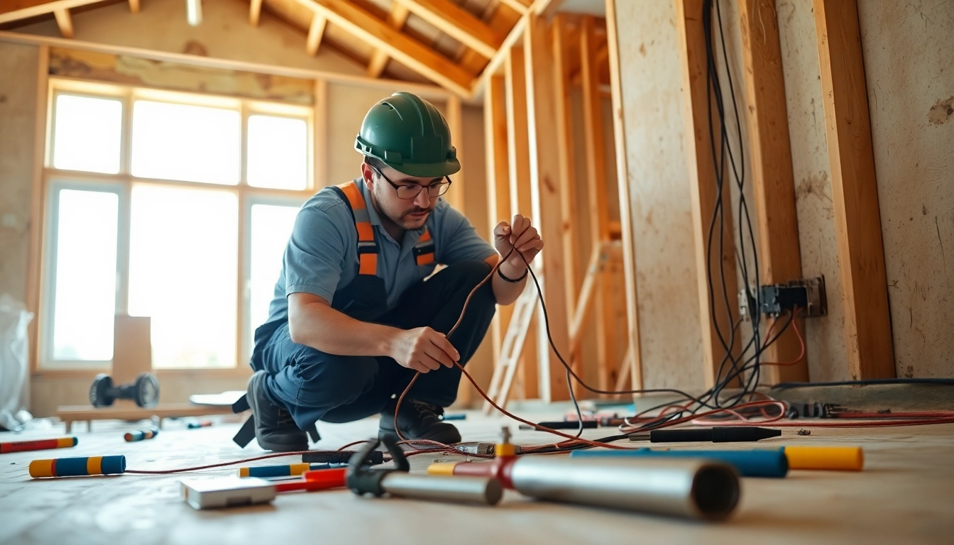 Electrician apprenticeship Hawaii apprentice engaged in hands-on wiring work in a bright, professional setting.
