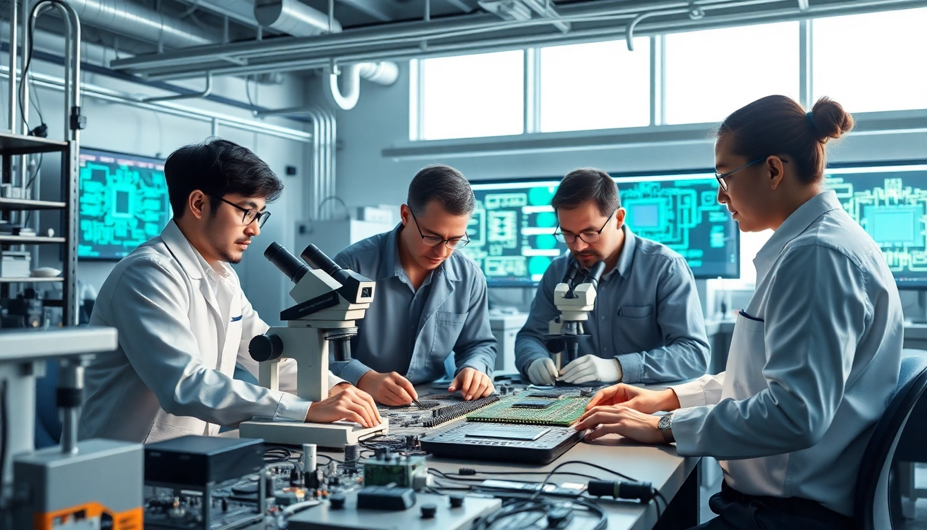 Microchips being designed in a high-tech studio, showcasing innovation and collaboration.