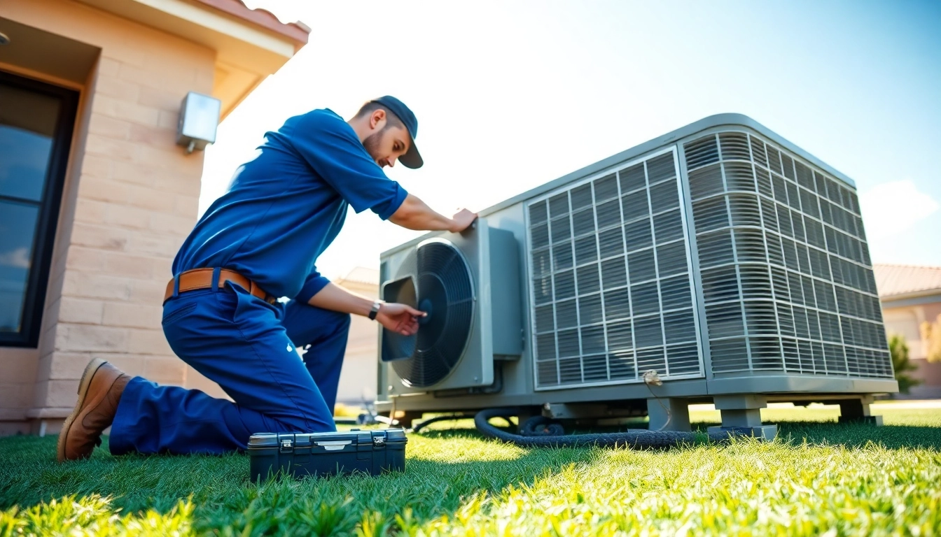HVAC technician conducting ac repair glendale az on a residential air conditioning unit.