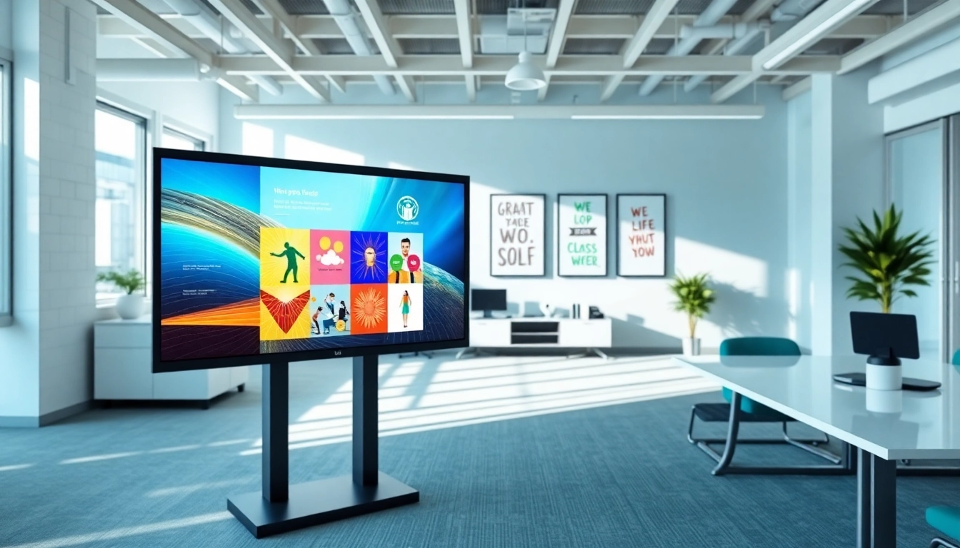 Enhance engagement with Free digital signage software displayed in a modern office setup.