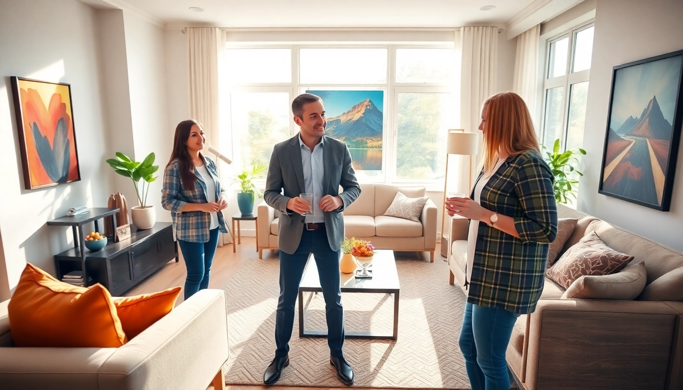 AI for Airbnb hosts creating a welcoming experience for guests in a modern living room.