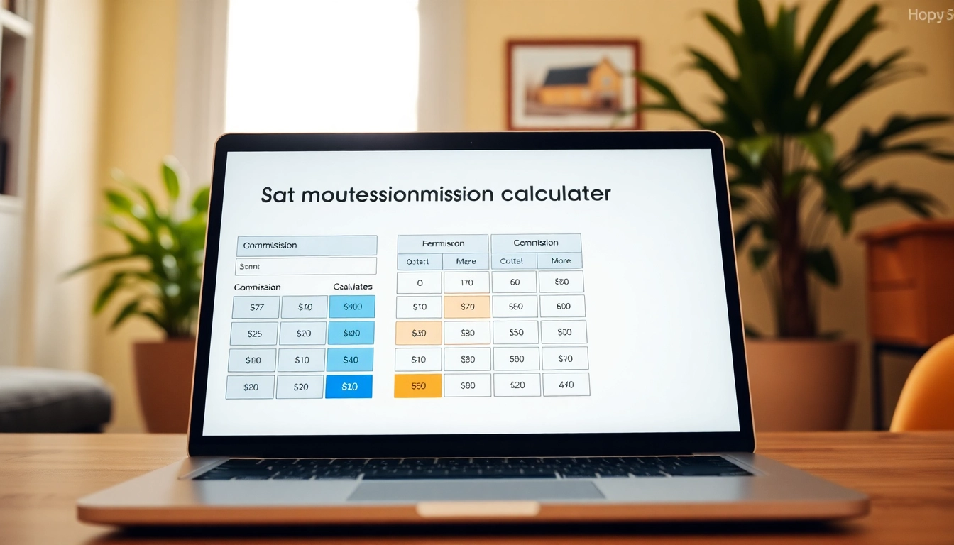 Calculate real estate commissions easily with the Real Estate Commission Calculator BC interface on a laptop.
