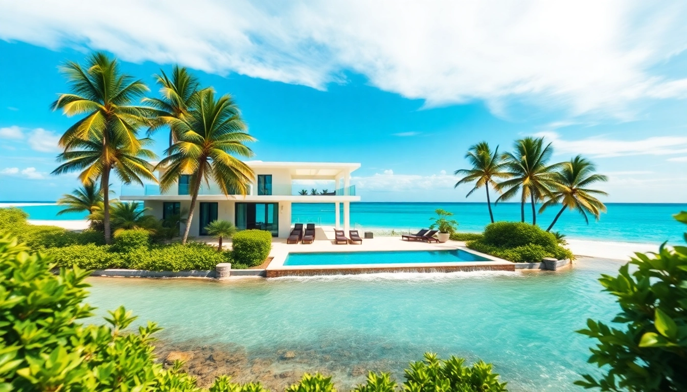 Buy Real Estate Belize in a vibrant beachfront villa setting surrounded by nature.