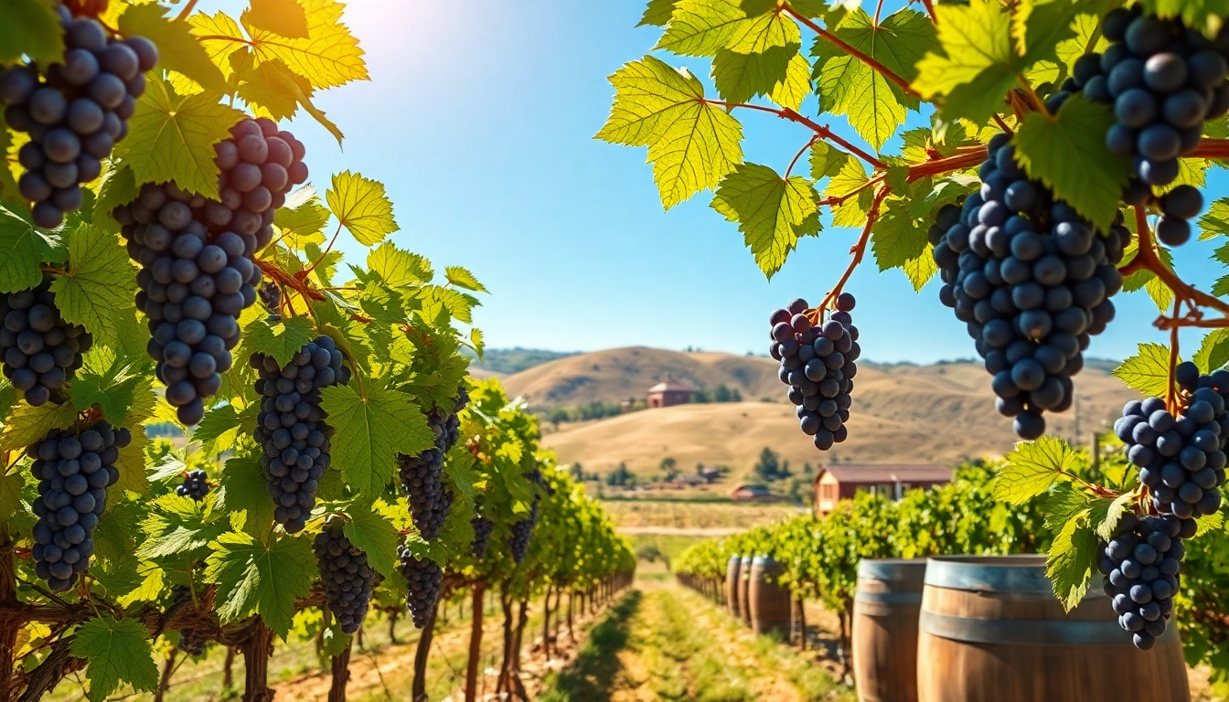 Experience the beauty of Sacramento wineries with lush vineyards and ripe grapes in the sun.