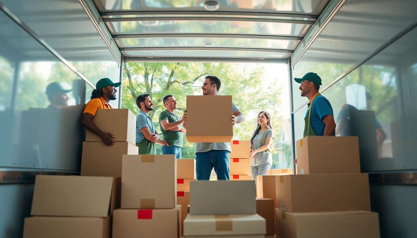 Movers in Colorado efficiently loading boxes into a moving truck, showcasing teamwork and professionalism.