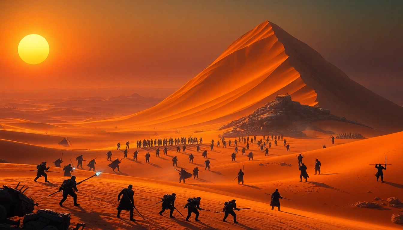 Dune 2 download featuring an epic battle scene inspired by the game.