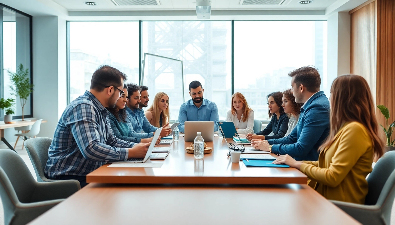 Suppliers collaborating in a modern office setting during a meeting.