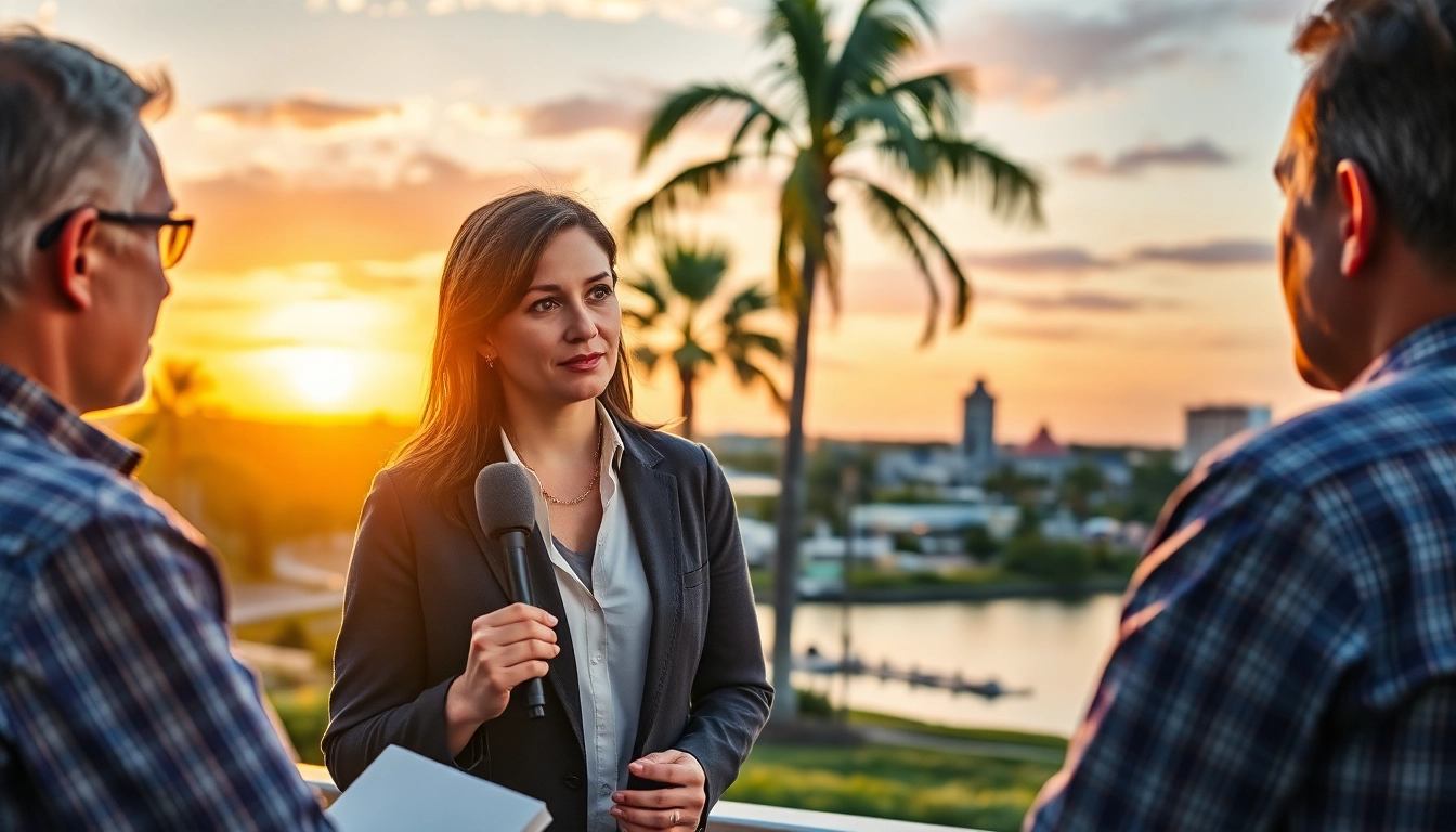Capture of Fort Myers news featuring a reporter and local resident sharing a story.