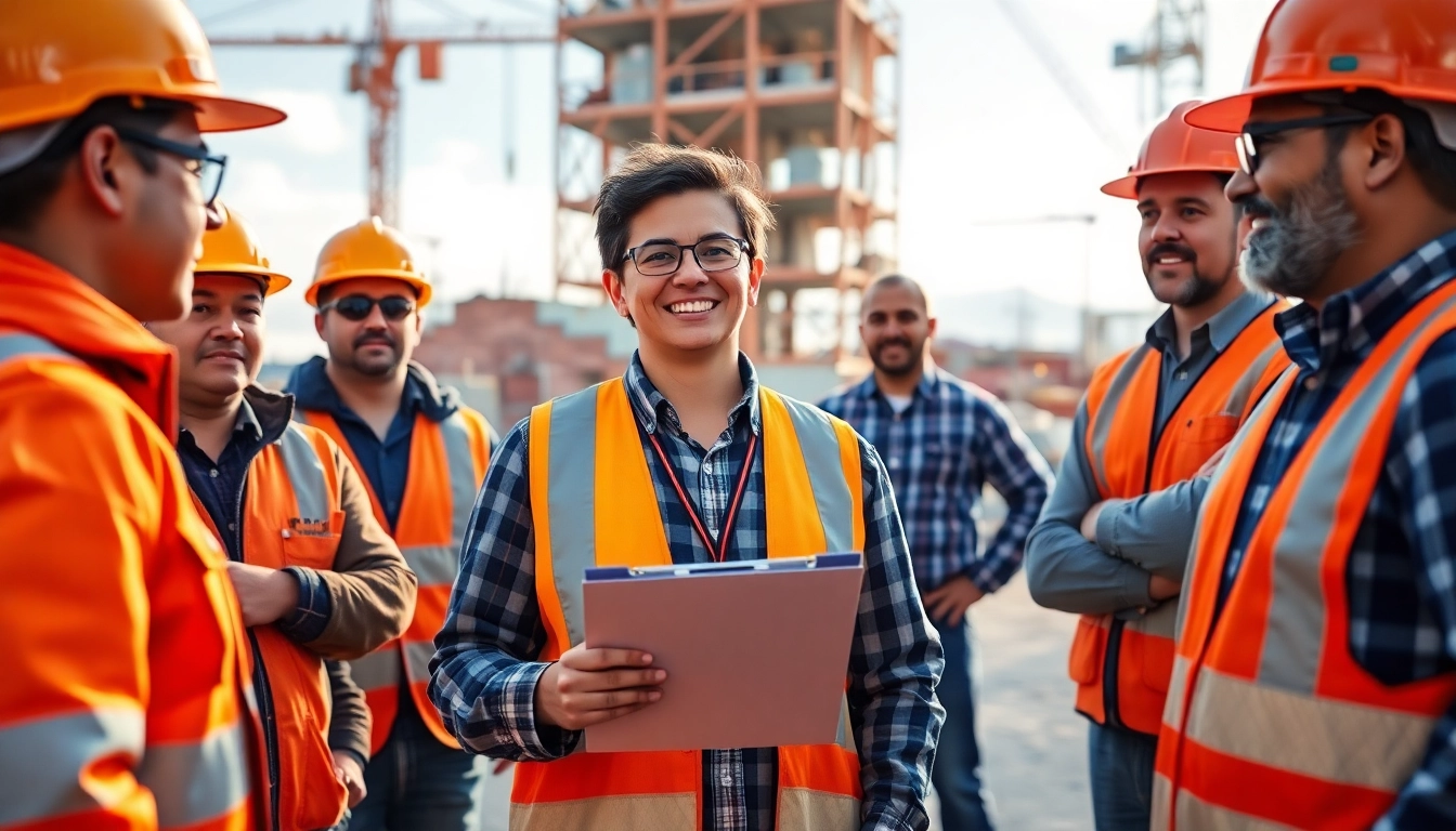 Engaging scene of construction advocacy colorado with diverse professionals at a construction site.