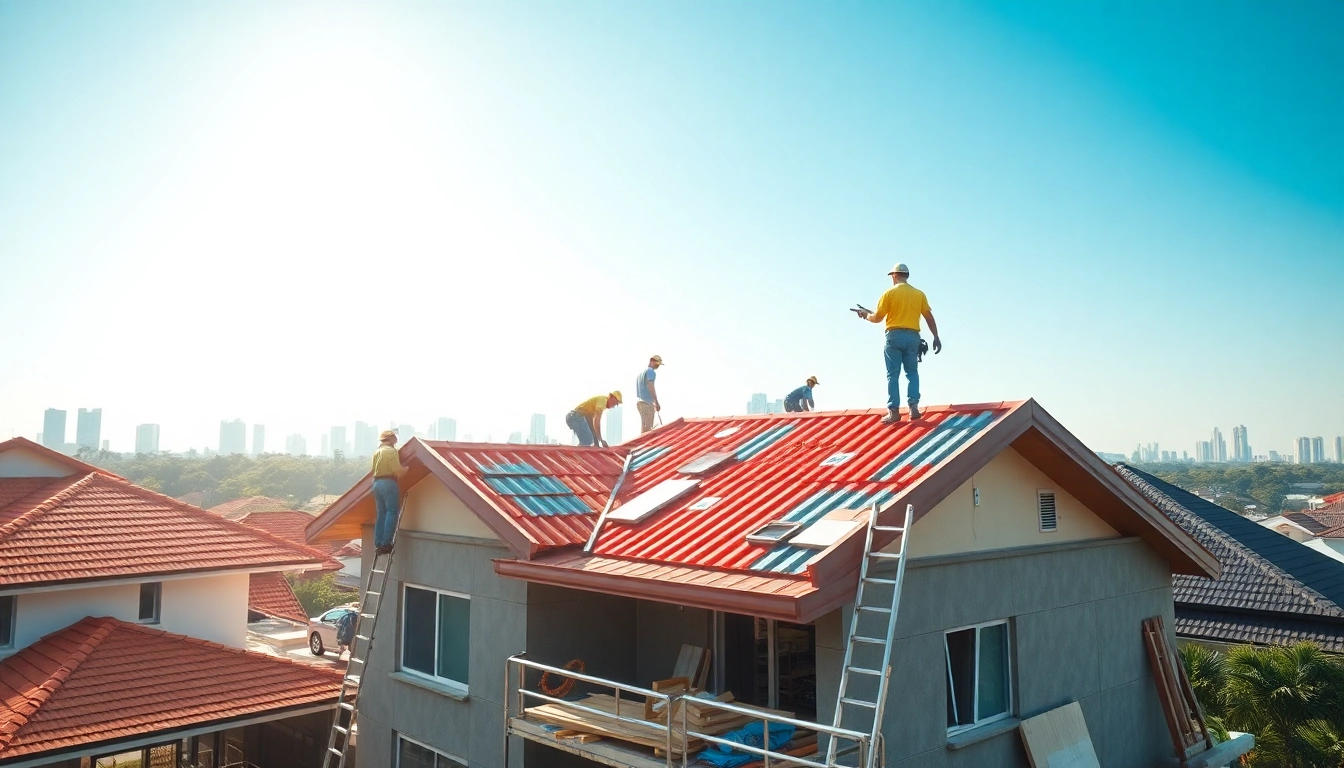 Engaged team working on roof remodeling in Singapore to enhance residential properties.