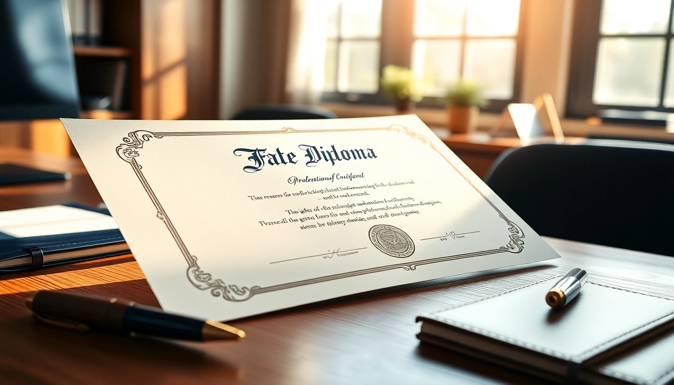 Showcase of a beautifully crafted diploma as someone considers to buy a fake diploma for their collection.