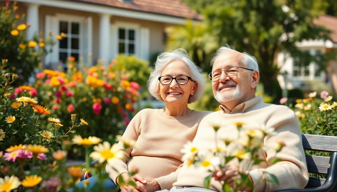 Engaging overview of senior care austin tx with an elderly couple enjoying outdoor tranquility.