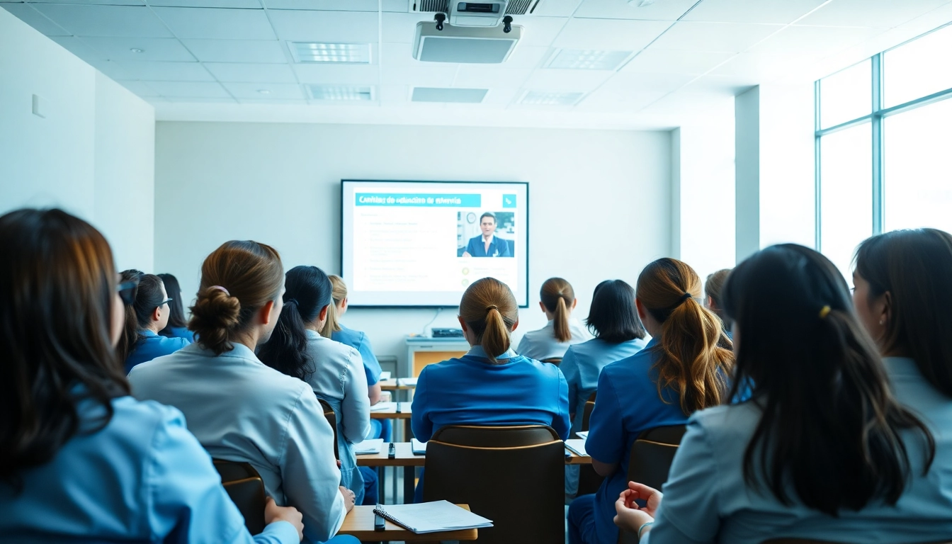 Participating in Unidades de educación continua de enfermería, nurses engage in a continuing education workshop.