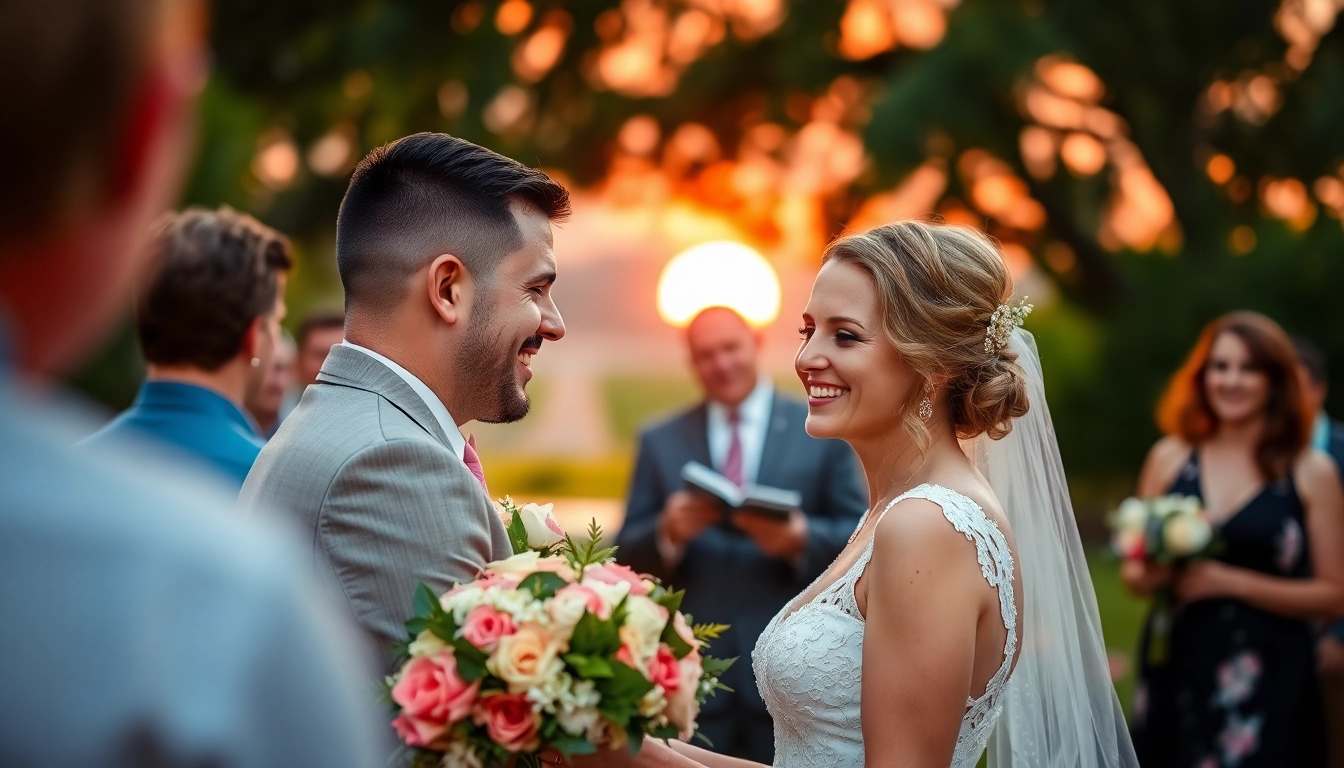 Tallahassee Photographer capturing a joyful couple during an outdoor wedding ceremony.