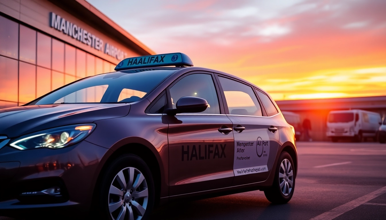 Halifax airport taxis showcasing a professional driver waiting at Manchester Airport for clients.