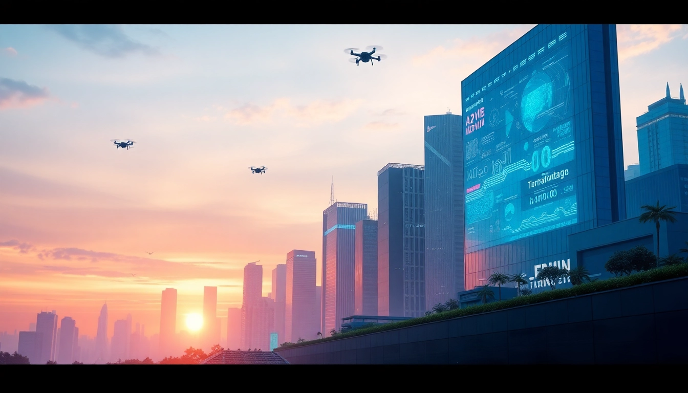Capture the essence of dawn digital with a vibrant city skyline bathed in morning light.