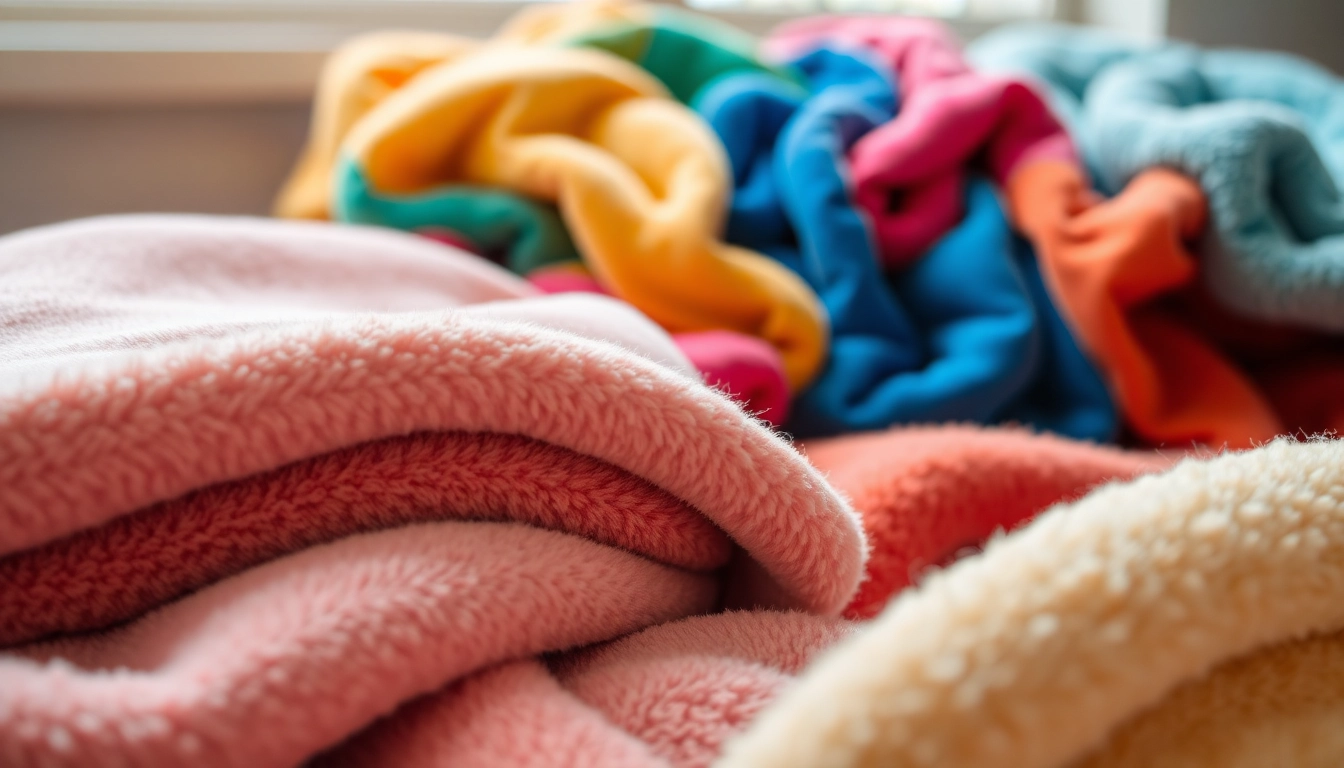 Fleece stoffen in diverse kleuren en texturen voor creatieve projecten.